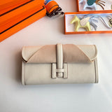 Side view of classic structured handbag
