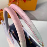 Handle and strap detail of chic statement women's handbag – women's designer-style accessory
