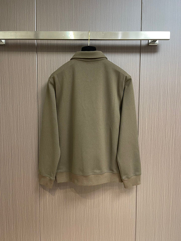 Side profile of Louis Vuitton luxury clothing with signature branding