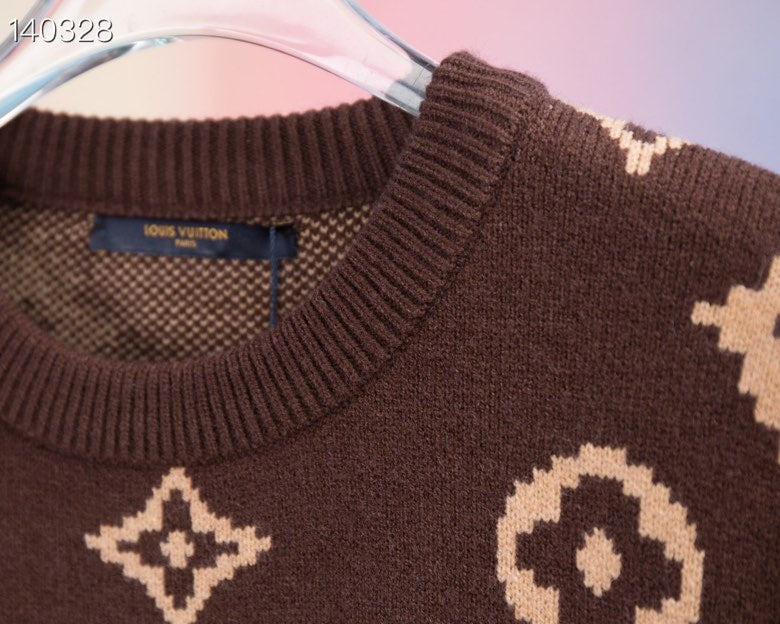 Flat lay presentation of Louis Vuitton luxury clothing with runway-inspired design