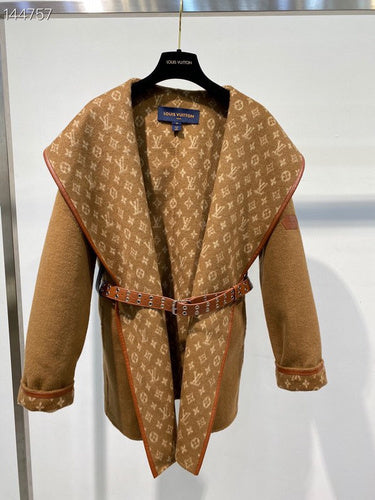 Close-up detail shot of Louis Vuitton luxury clothing with contemporary cut