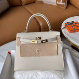 Understated bag shown from front angle