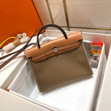 Side view of effortless structured handbag