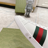 Side profile of Gucci clean off-white sneakers padded collar comfort