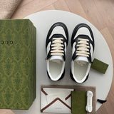 Side profile of Gucci stone beige sneakers bold athletic profile