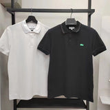 Side profile of Lacoste luxury clothing with signature branding