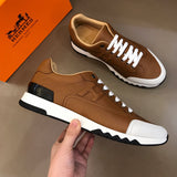 Hermès Chocolate Brown Chunky Platform Sneakers - Front View