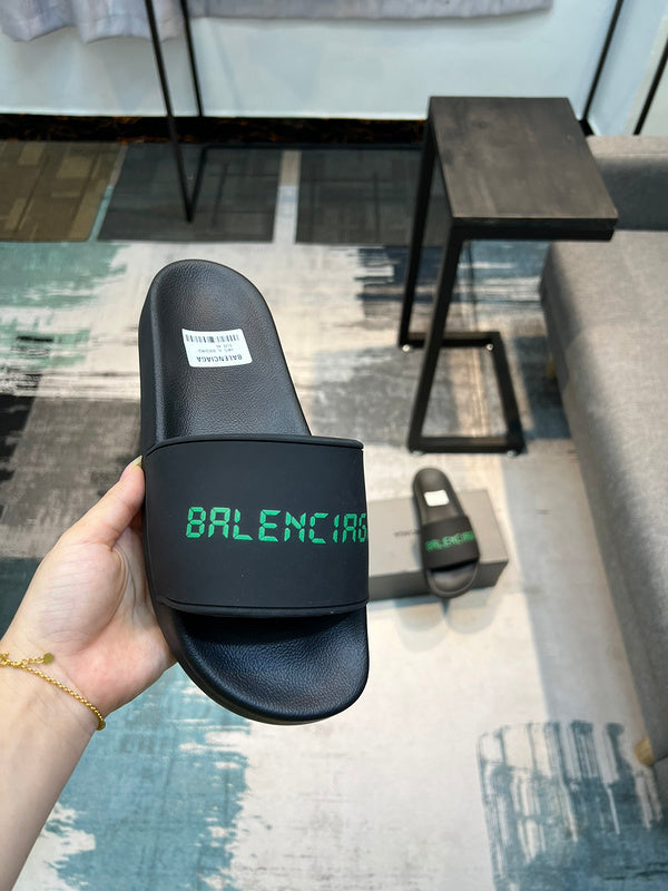 Balenciaga Black Flat Thong Sandals - Heel Detail View