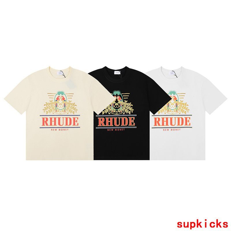 Full styled look of Rhude luxury clothing with relaxed-fit cut