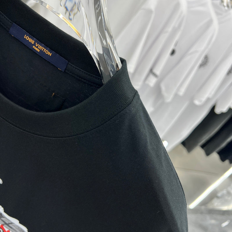 Full styled look of Louis Vuitton cotton t-shirt with monogram-inspired silhouette