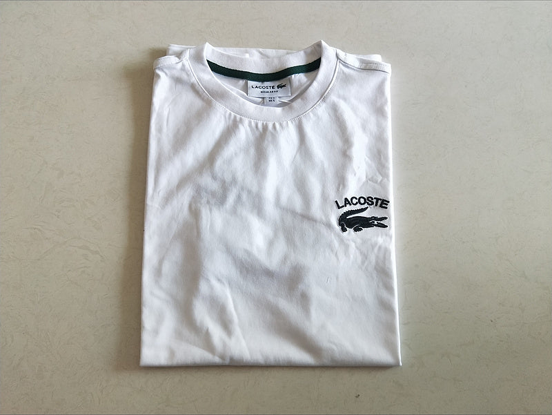 Back view of Lacoste luxury clothing with signature branding