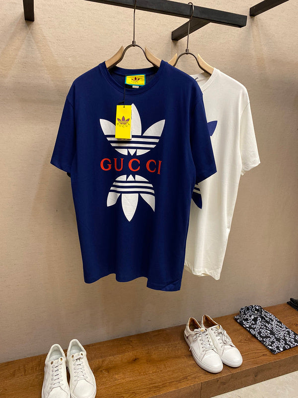 Close-up detail shot of Gucci luxury clothing with signature branding