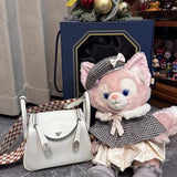 Side view of streamlined structured handbag