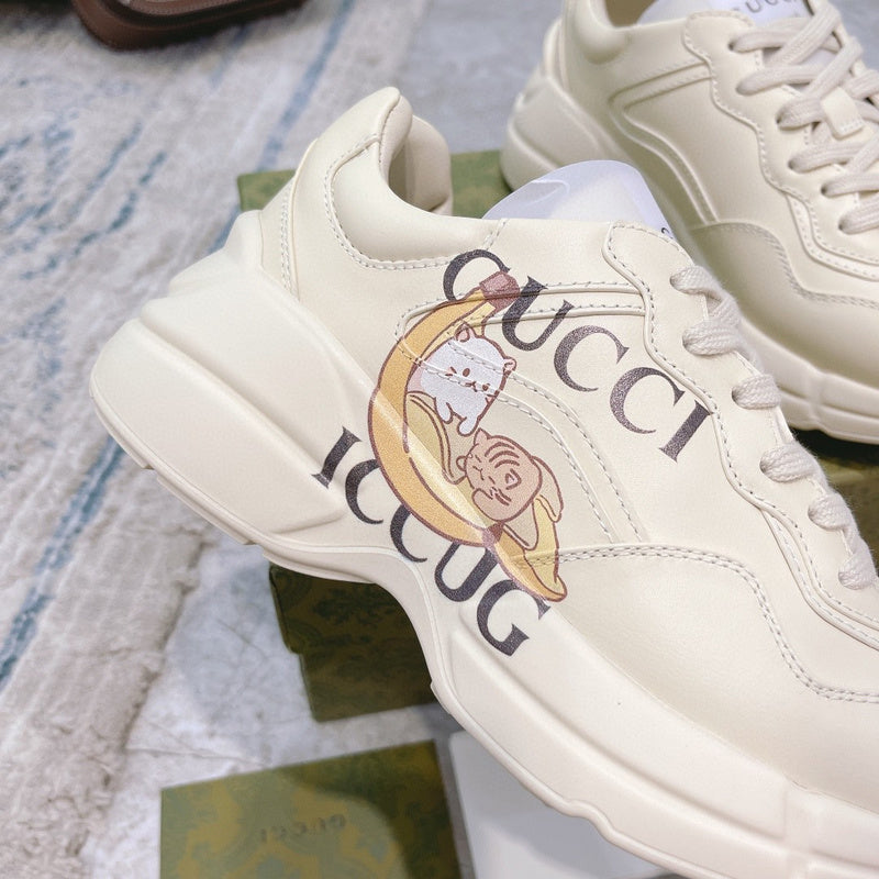 Gucci stone beige luxury sneakers view 4 chunky sole construction