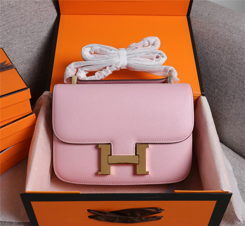 Side view of polished structured handbag