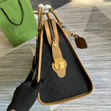 Side view of timeless structured handbag