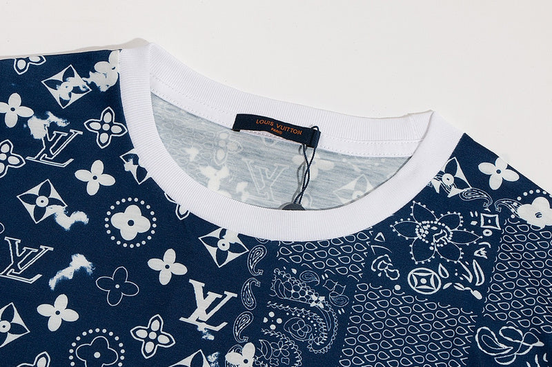 Close-up detail shot of Louis Vuitton cotton t-shirt with runway-inspired design