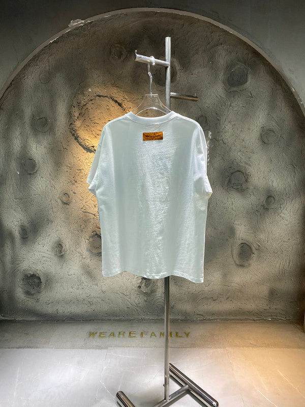 Side profile of Louis Vuitton cotton t-shirt with runway-inspired design