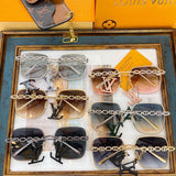 Close-up detail view of Louis Vuitton unisex sunglasses
