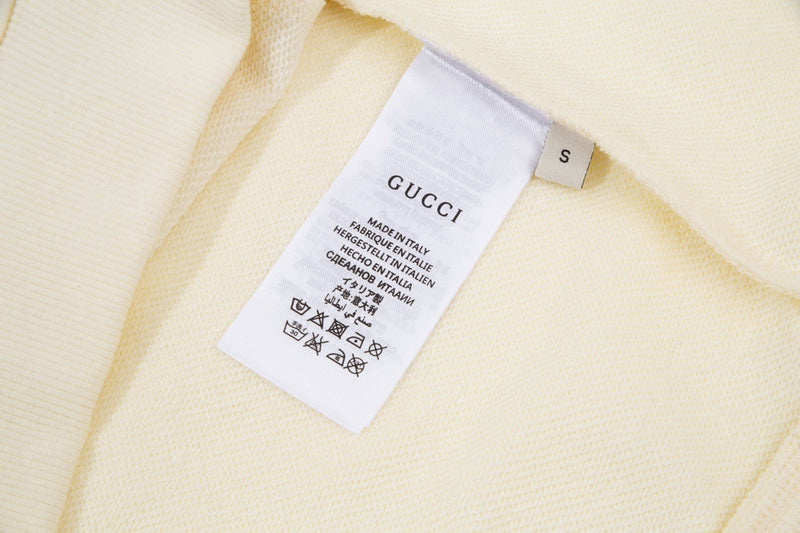 Close-up detail shot of Gucci luxury clothing with streetwear-inspired cut
