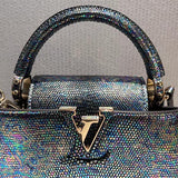  Minimalist top-handle bag carried on shoulder