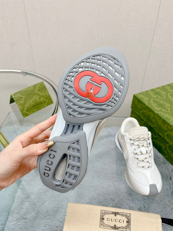 Gucci muted earth tones luxury sneakers view 9 retro runner design