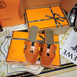 Hermès Black Slide Sandals - Back View