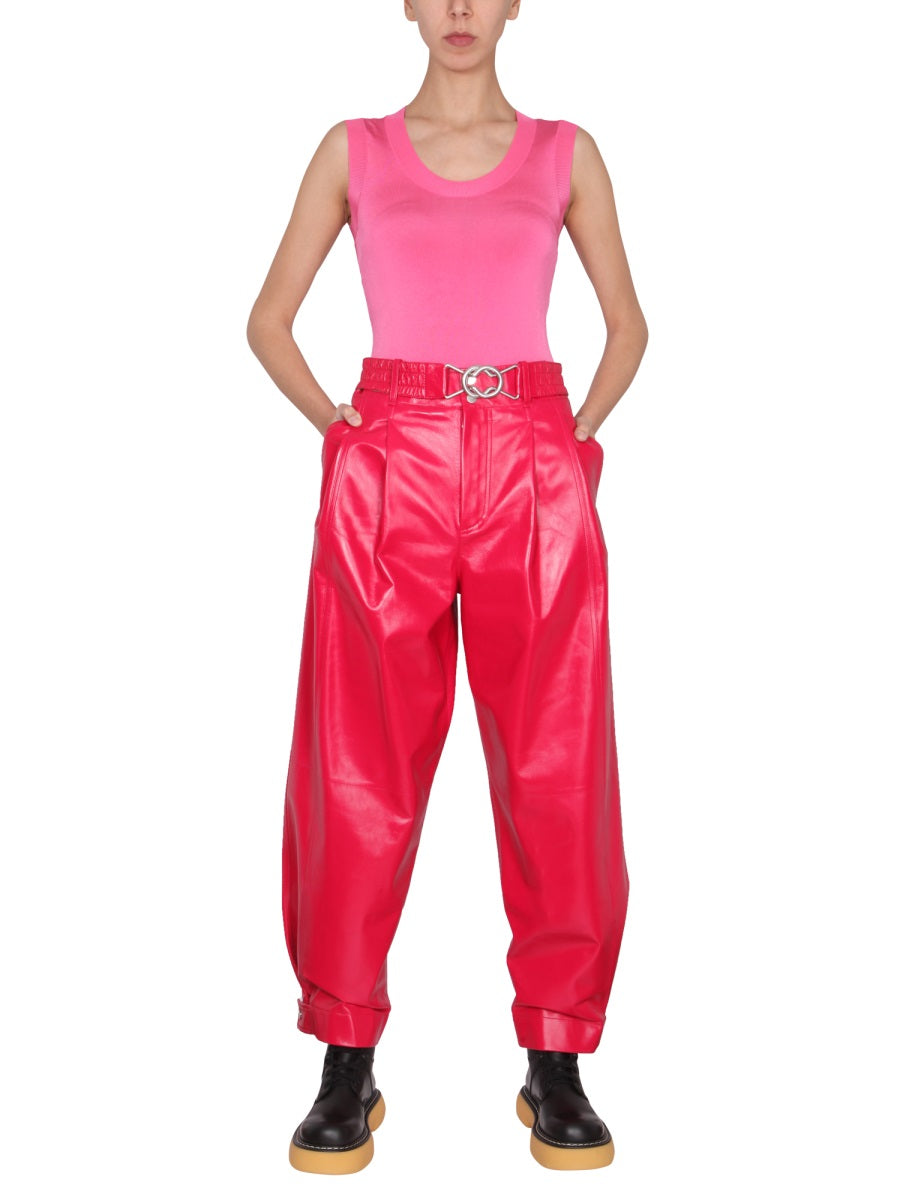 Bottega Veneta Pants? Bottega Veneta Women Leather Pants Premium Designer Casual Trousers