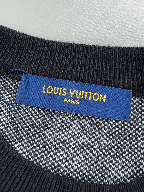 Front view of Louis Vuitton luxury clothing with monogram-inspired silhouette