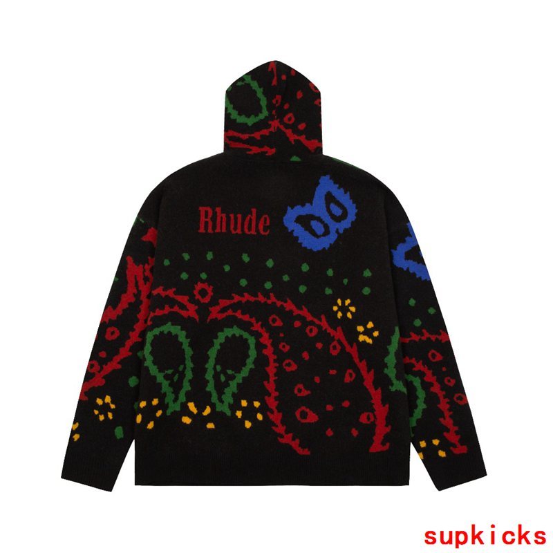 Side profile of Rhude luxury clothing with logo-detail design