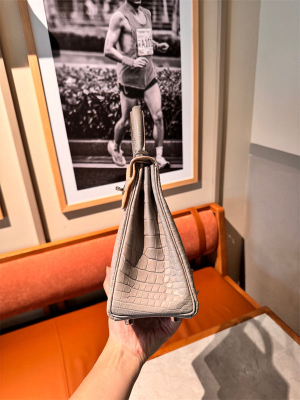 Side view of versatile structured handbag