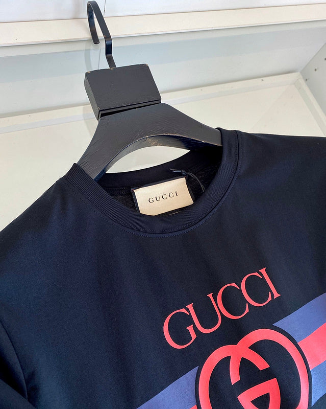 Full styled look of Louis Vuitton cotton t-shirt with signature branding