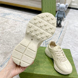 Side profile of Gucci muted earth tones sneakers cushioned comfort fit