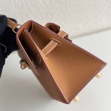 Side view of contemporary structured handbag