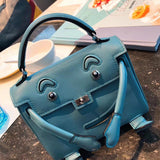 Side view of modernist structured handbag