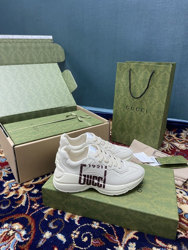 Gucci neutral cream luxury sneakers view 10 breathable knit upper