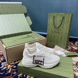 Gucci neutral cream luxury sneakers view 10 breathable knit upper