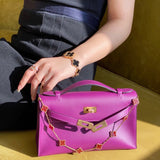 Side view of graceful structured handbag