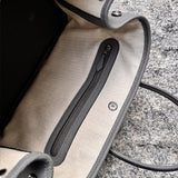 Side view of statement structured handbag
