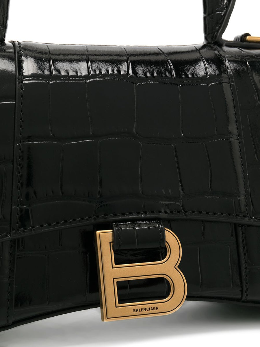 Close-up of Balenciaga handbags hardware and fine stitching