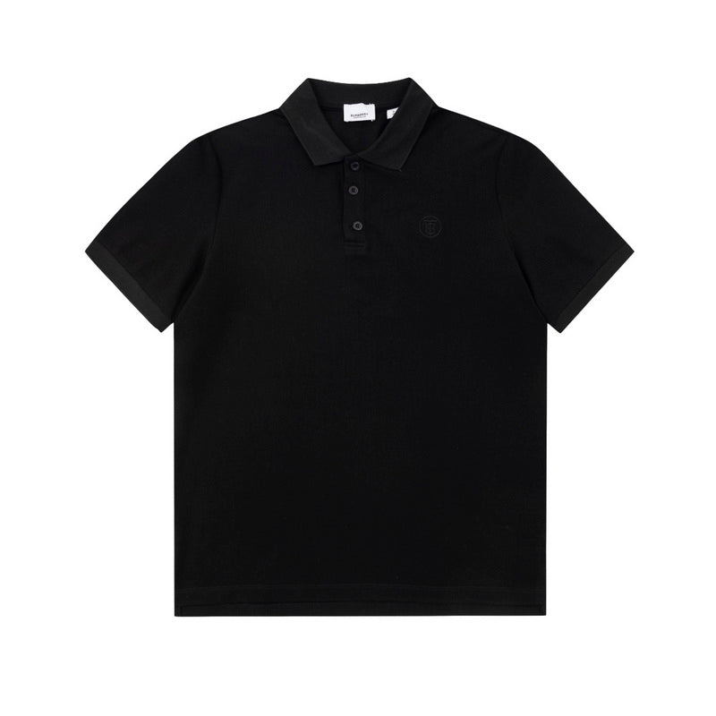 Side profile of Polo cotton polo shirt with monogram-inspired silhouette