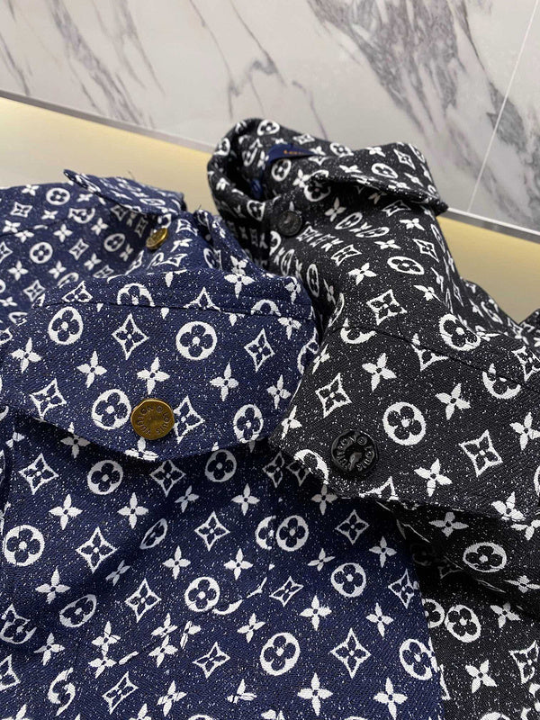 Back view of Louis Vuitton luxury clothing with logo-detail design