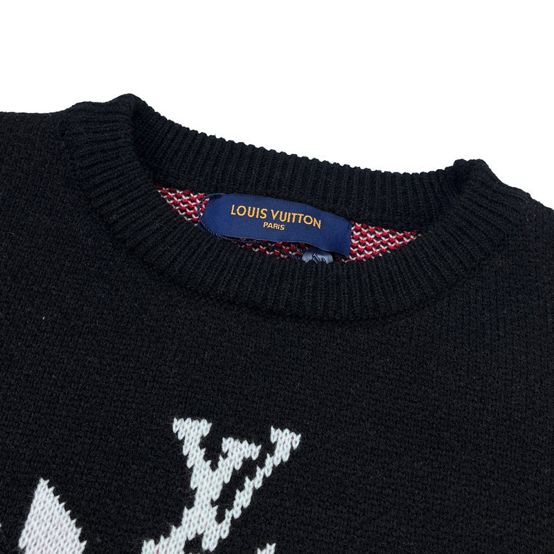 Close-up detail shot of Louis Vuitton luxury clothing with label-forward styling