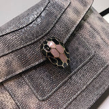 Structured Vegan Leather Handbag - Statement Silhouette | Women's Everyday Carry Handbag #1785 - hardware and detail close-up (image 5) of designer-inspired handbag