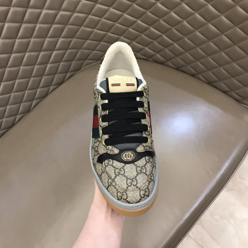Gucci soft grey luxury sneakers view 4 chunky sole construction