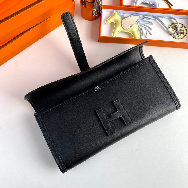 Side view of classic structured handbag
