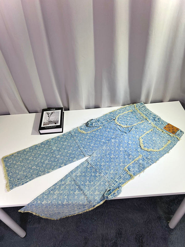 Flat lay presentation of Louis Vuitton luxury clothing with relaxed-fit cut