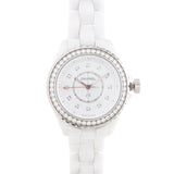 Front view of Chanel unisex white watch
