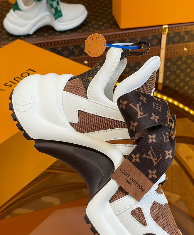 Louis Vuitton Chocolate Brown Chunky Platform Sneakers - Detail Shot of Craftsmanship