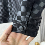 Side profile of Louis Vuitton luxury clothing with label-forward styling